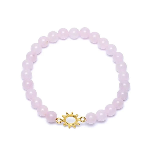 Rosenquarz mit Sonnenanhänger (Armband)