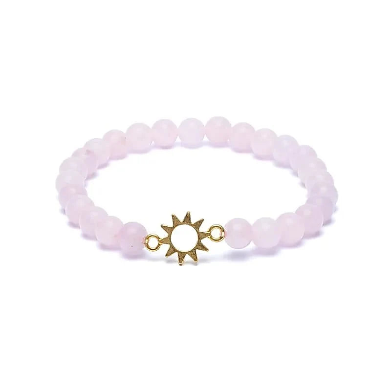 Rosenquarz mit Sonnenanhänger (Armband)