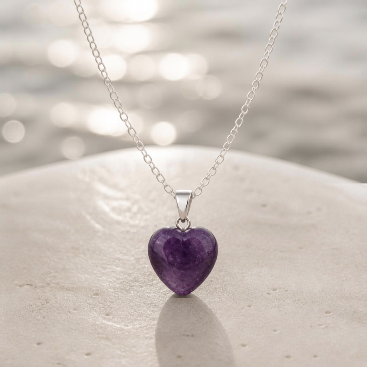 Amethyst - Kette mit Herzanhänger