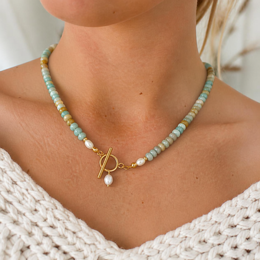 Edelsteinkette mit Süßwasserperlen