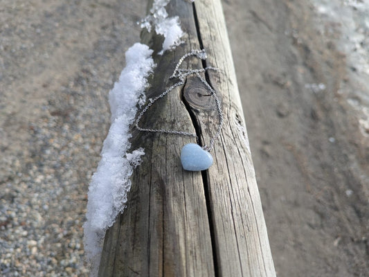 Chalcedon - Kette mit Herzanhänger - Sonnenkraft Edelsteine
